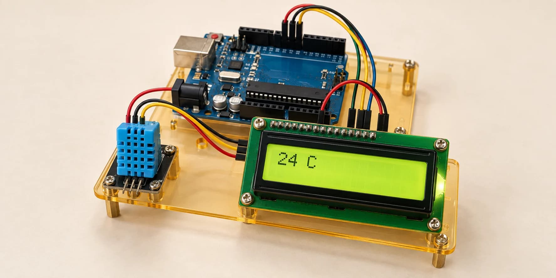 Arduino temperature and humidity sensor with an LCD readout