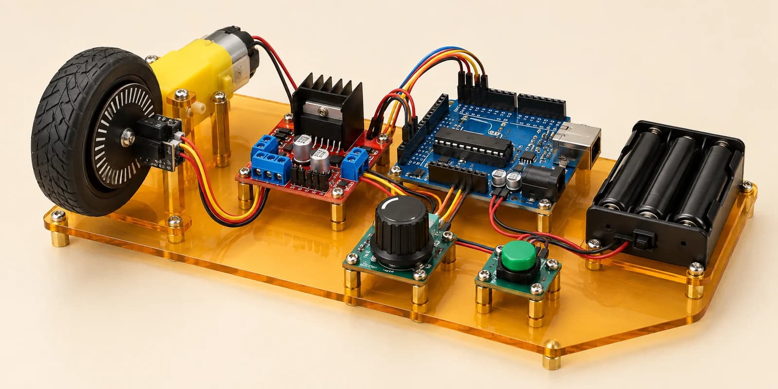 Arduino motor-encoder project with speed knob, driver and start button