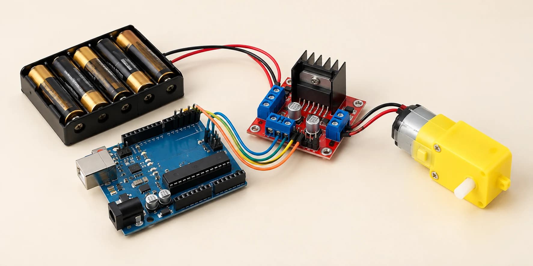 Arduino motor project with a motor driver and battery