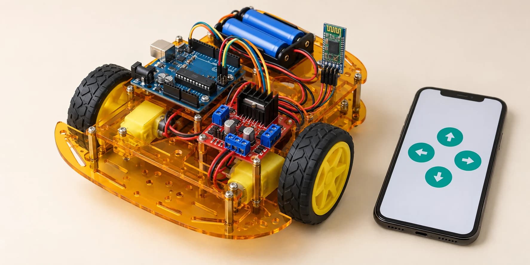Bluetooth-controlled Arduino robot car