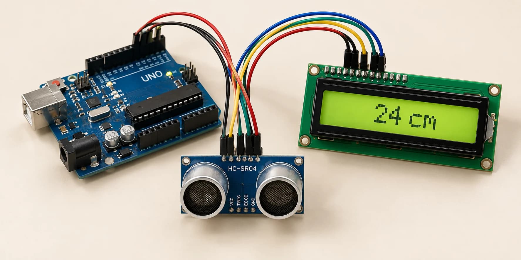 Arduino distance sensor project with an LCD readout