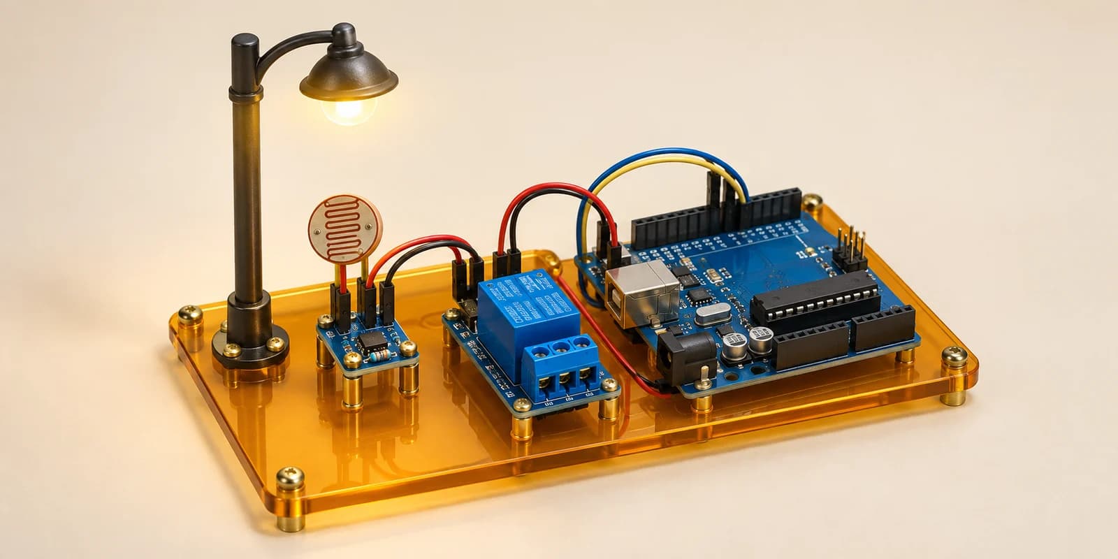 Arduino automatic street lamp with a light sensor and relay